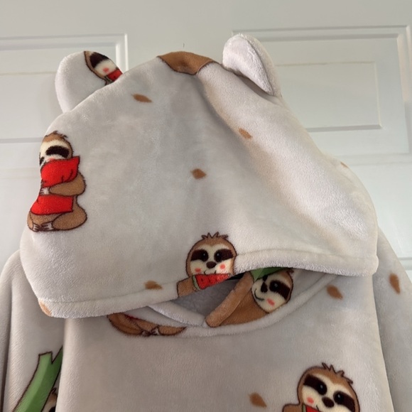 Three Poodle Oversized Wearable Blanket Hoodie Sloth Print Warm Cozy Winter Gift - Picture 6 of 11